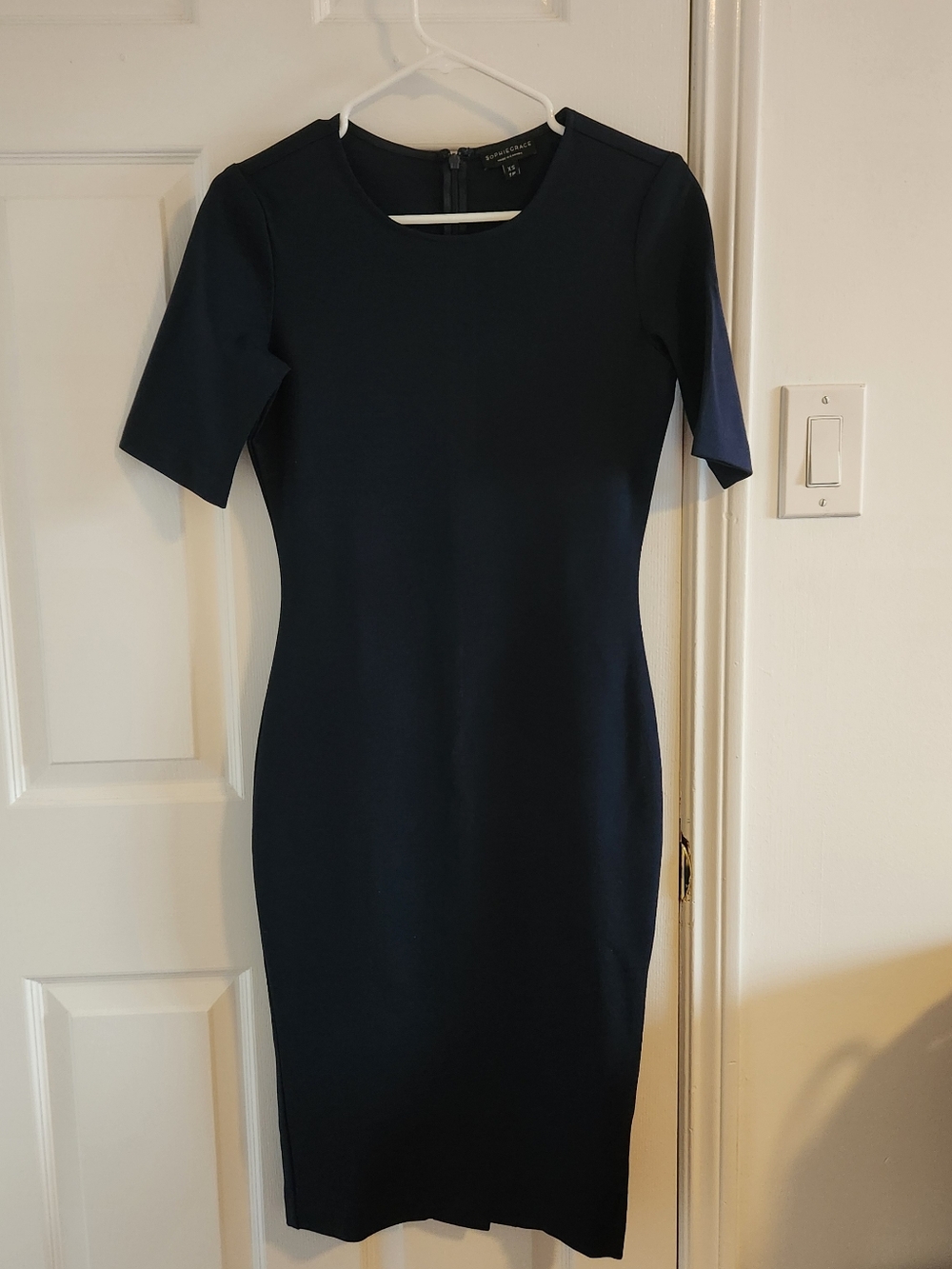 Women's Navy Midi Sheath Dress - Classic Tailored Silhouette